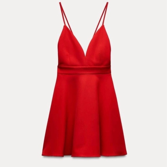 Zara Dresses & Skirts - Zara Elegant V Neck Red Dress Size Medium